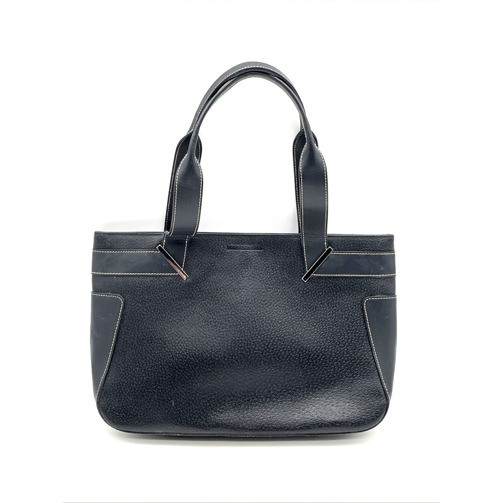 Authentic Gucci‎ Pebbled Leather Tote Shoulder Bag Black GG Lining